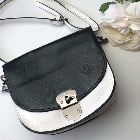 Patricia Nash black & white leather crossbody bag